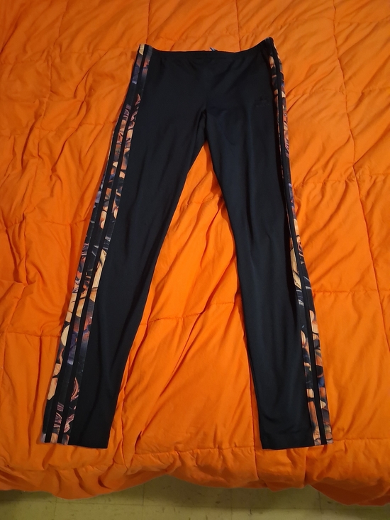 adidas Pants - adidas Dark Blue Active Leggings Orange Floral Stripes